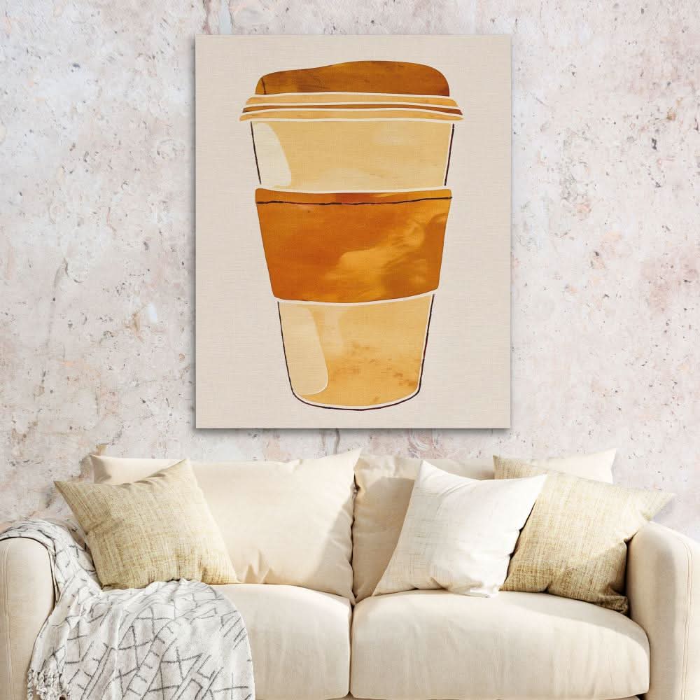 Morning Coffee Cup - Large Modern Canvas Print