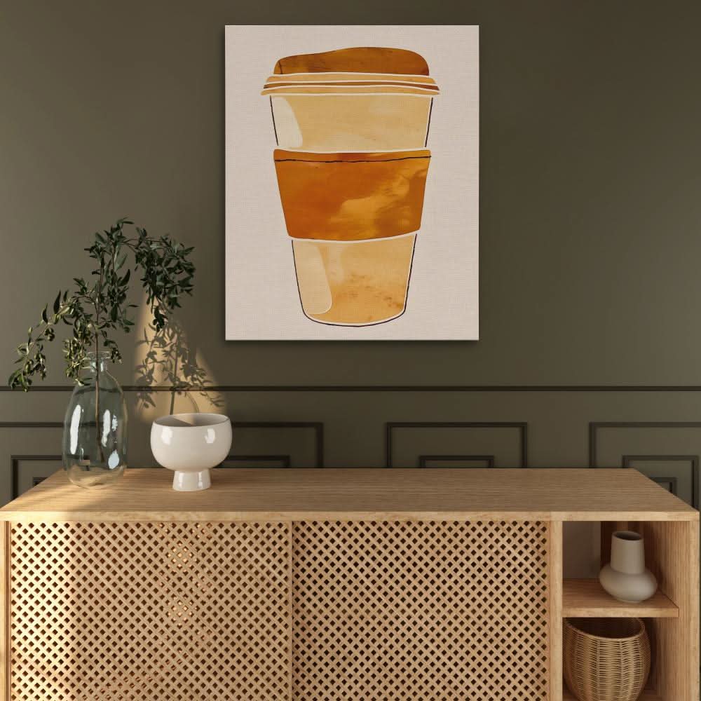 Morning Coffee Cup - Modern Wall Art in Black Frame