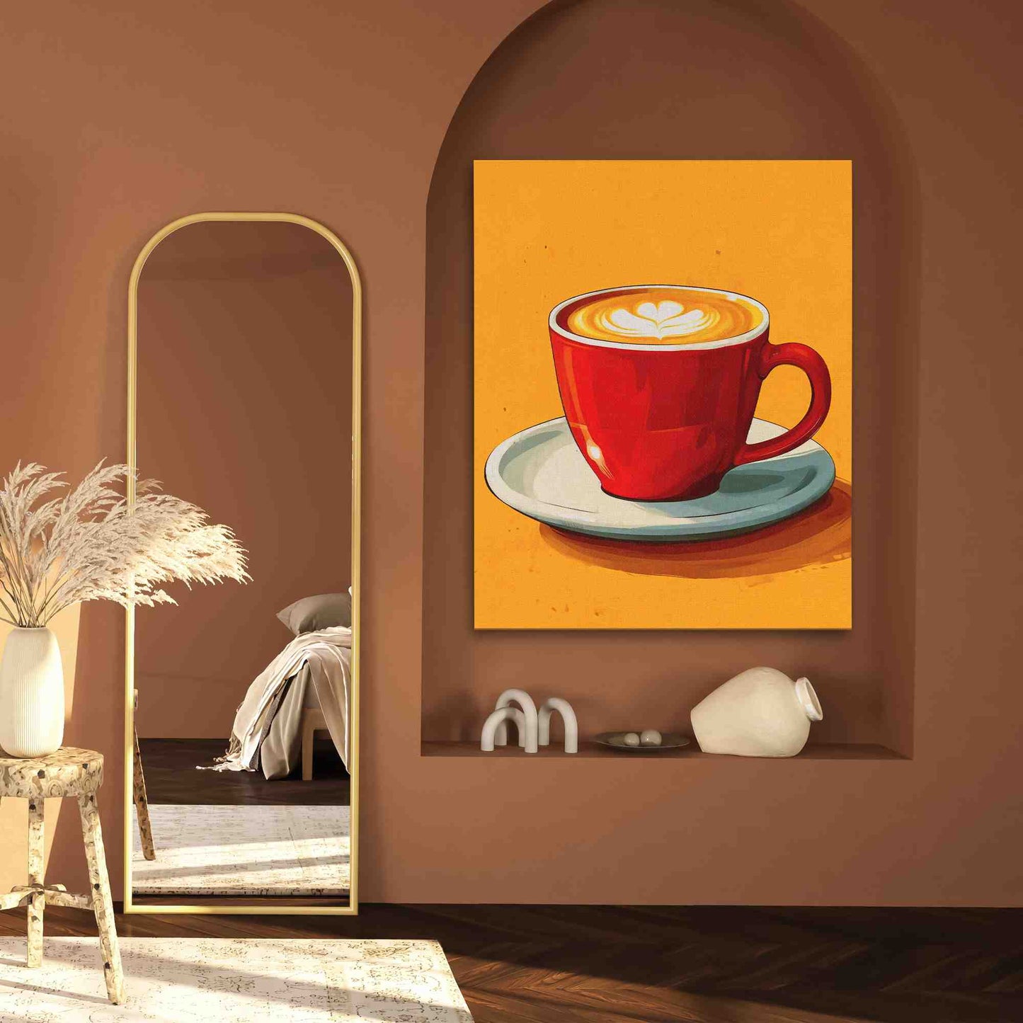 Morning Cup - Red Canvas Wall Art