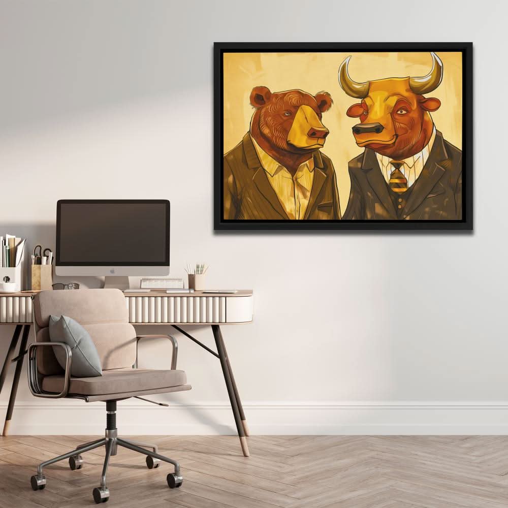 Morning Market Rush - Brown Wall Art for Living Room
