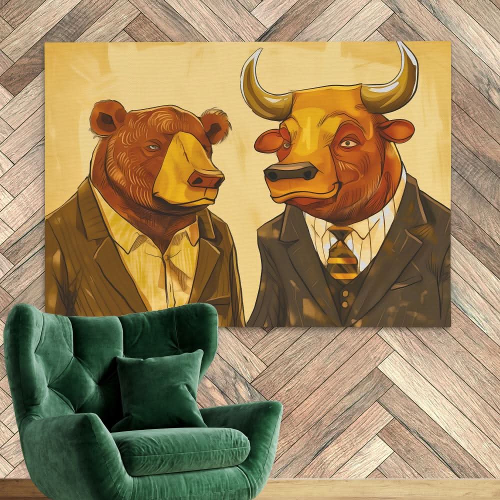 Morning Market Rush - Modern Wall Art in Black Frame