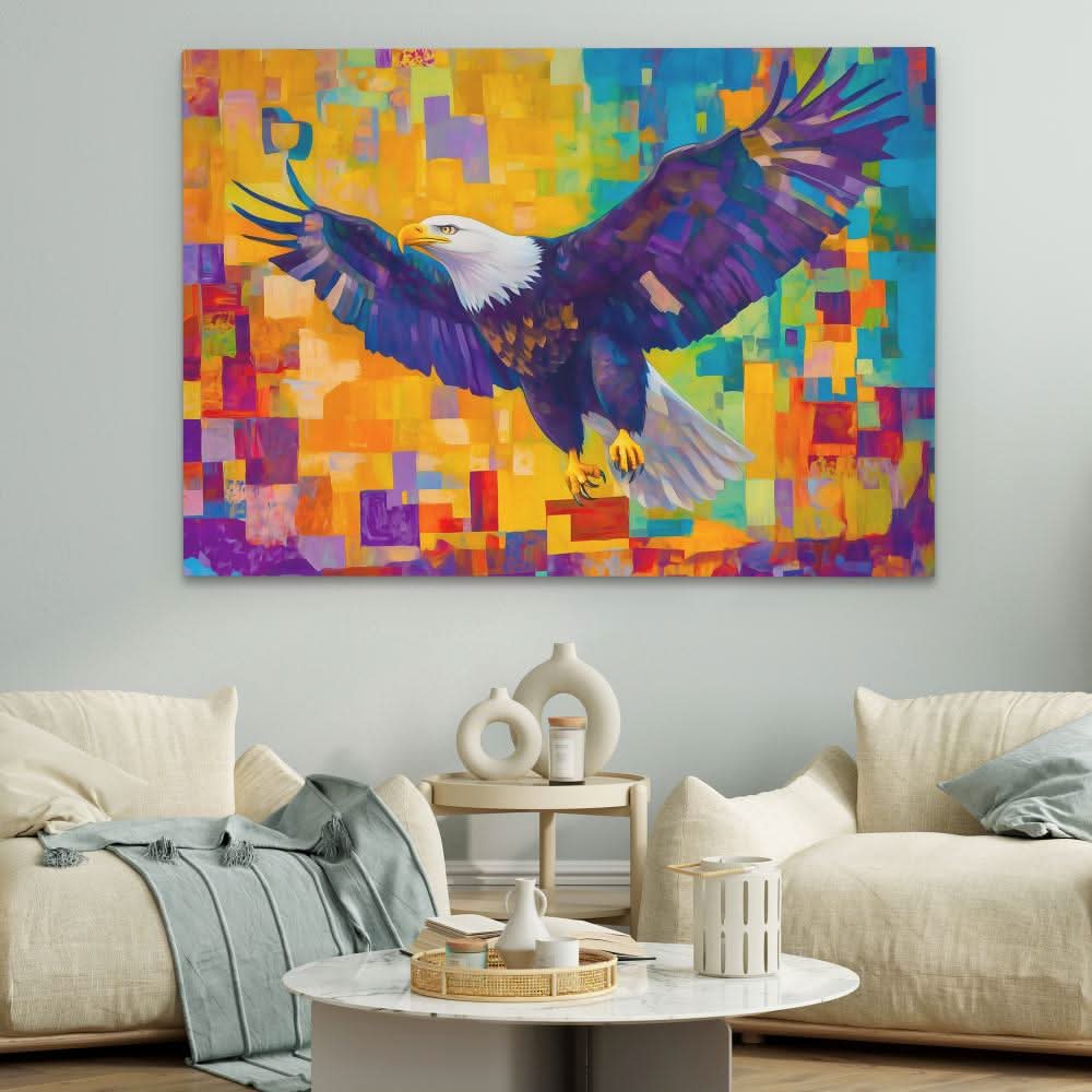 Mosaic Hunter - Modern Wall Art in Black Frame