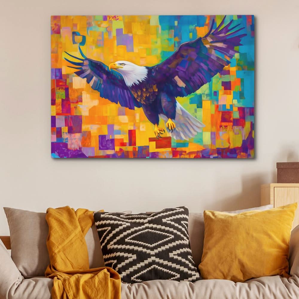 Mosaic Hunter - Eagle Wall Art in Black Frame