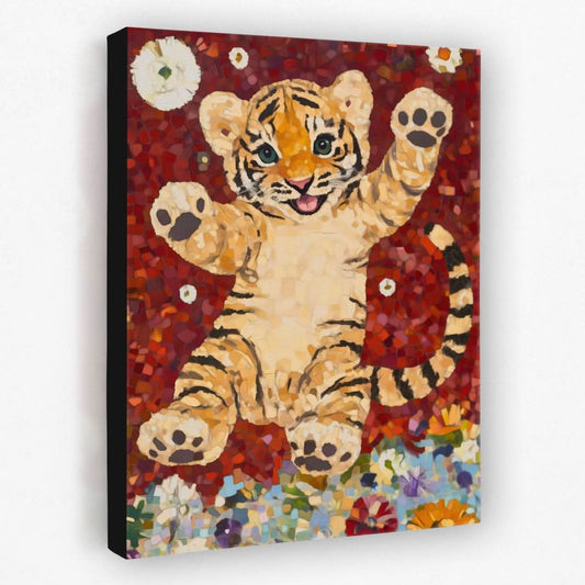 Mosaic Tiger Joy - Animals Canvas Wall Art