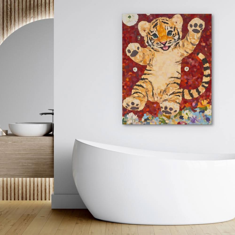 Mosaic Tiger Joy - Animals Art for Kids Room