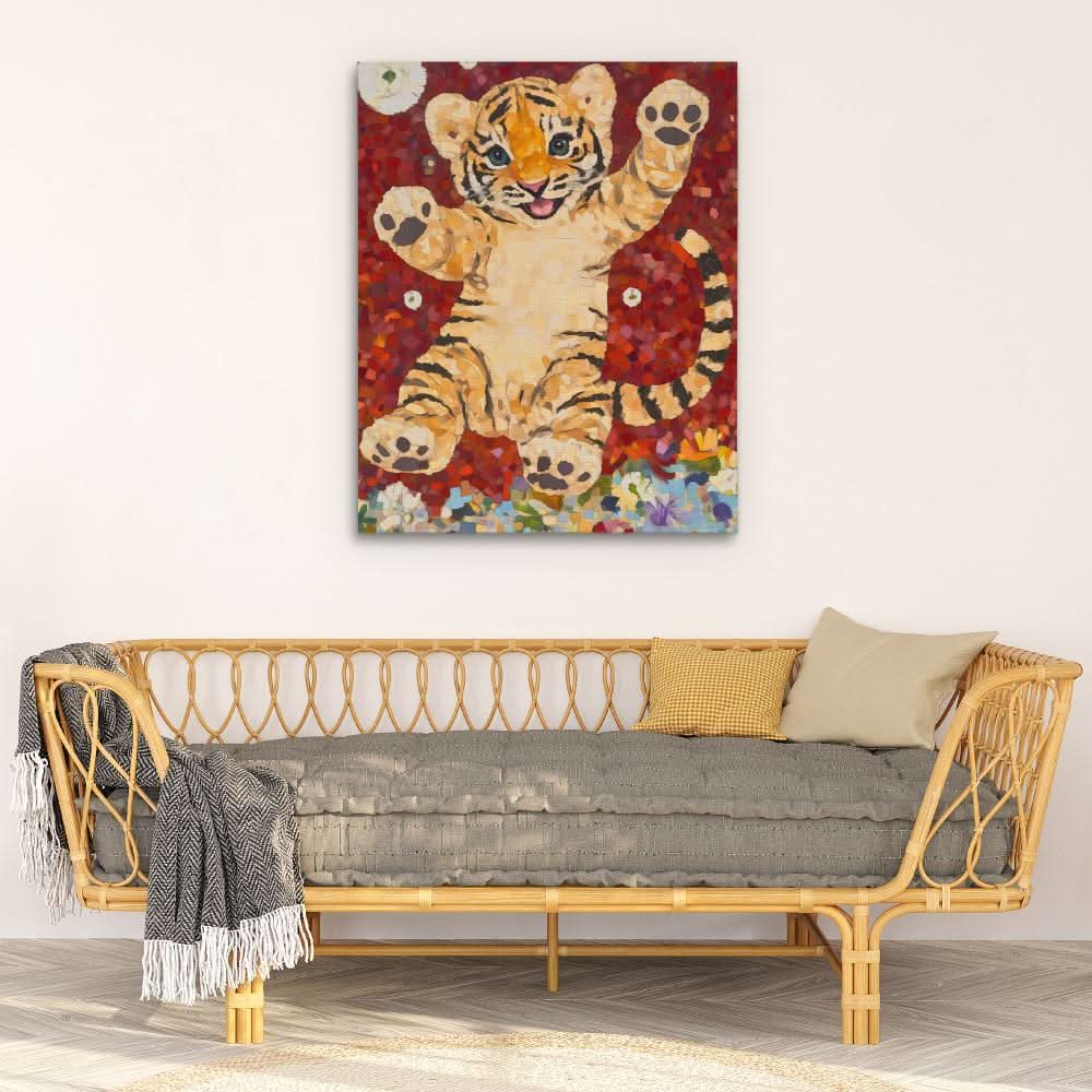 Mosaic Tiger Joy - Large Canvas Print
