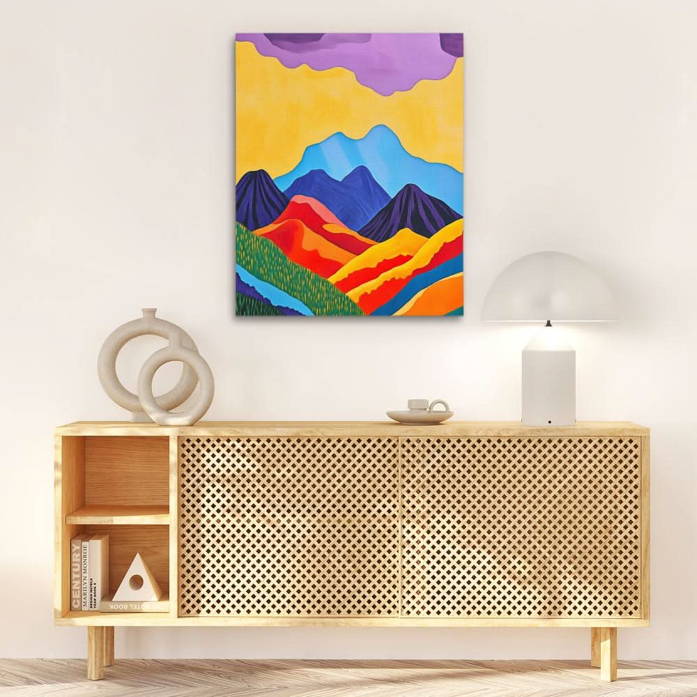 Mountain Layers - Abstract Colorful Canvas Wall Art
