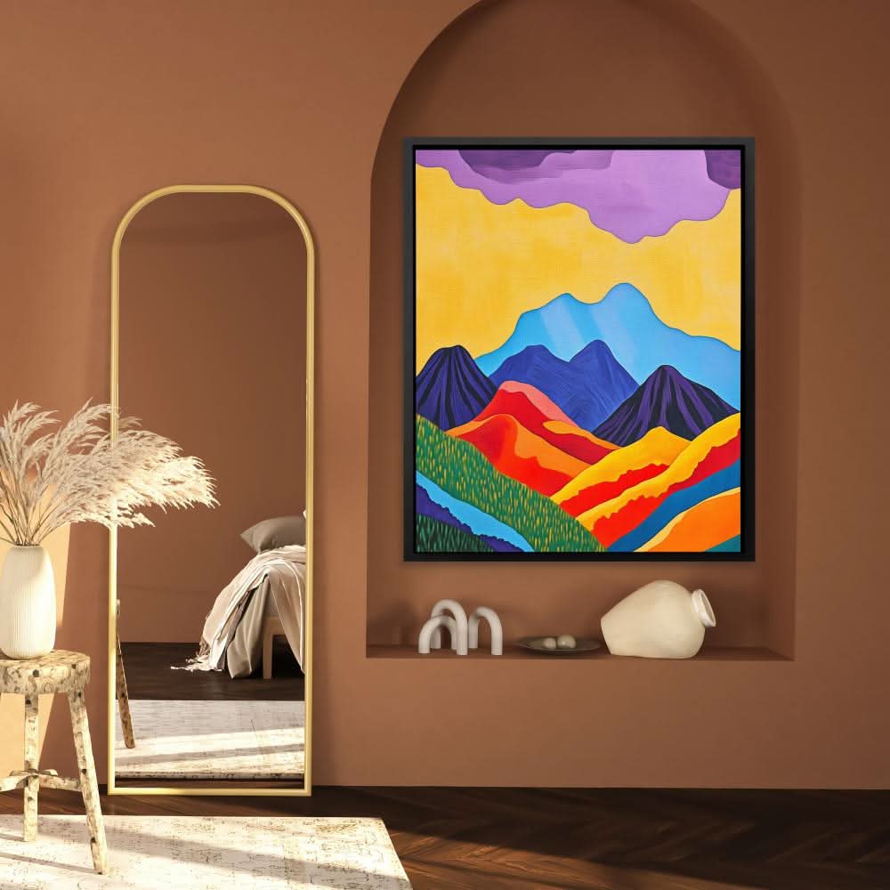 Mountain Layers - Abstract Wall Art in Black Frame