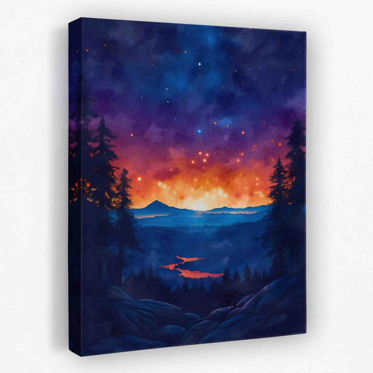 Mountain Summer Sunset - Mountain Canvas Wall Art