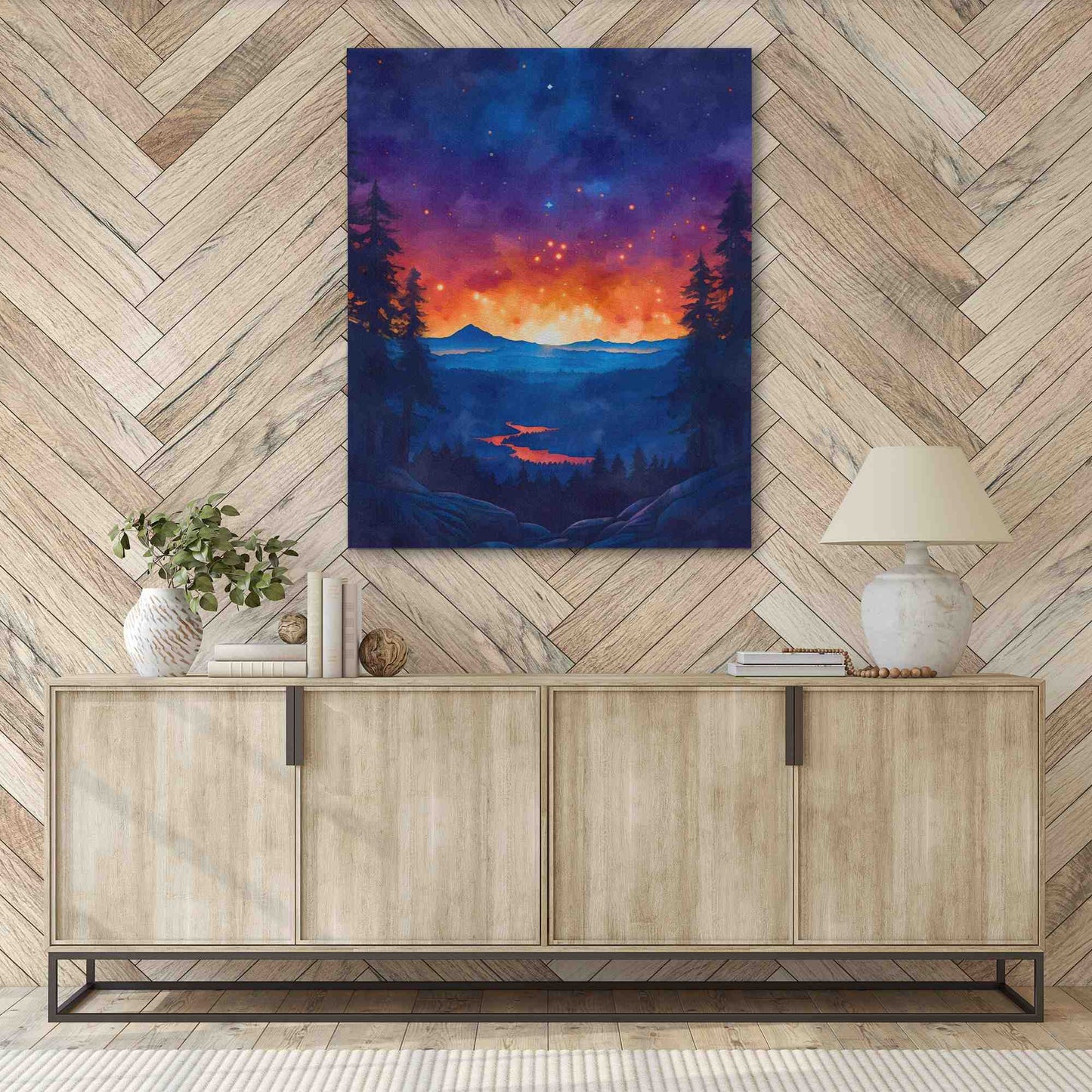 Mountain Summer Sunset - Orange Wall Art