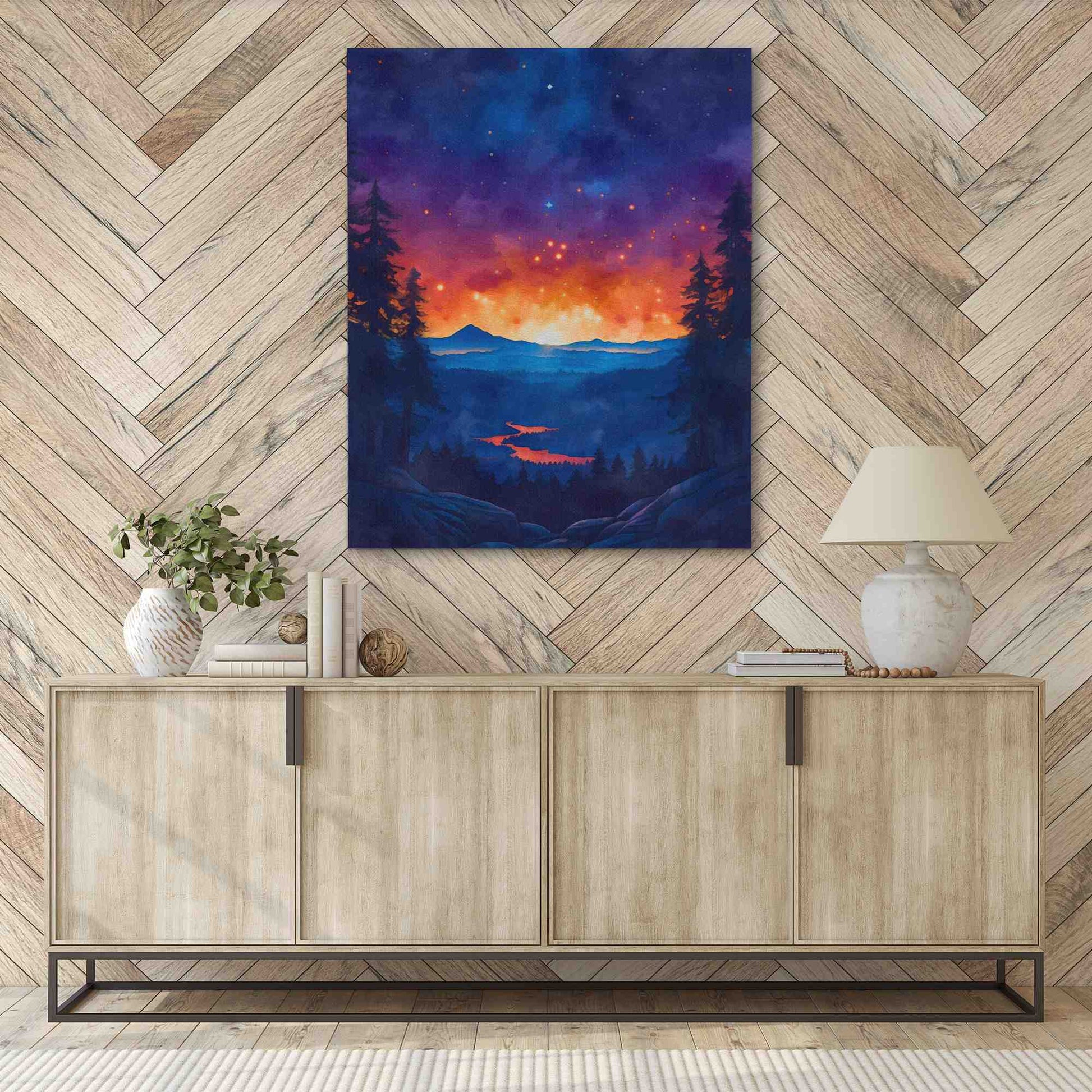 Mountain Summer Sunset - Orange Wall Art
