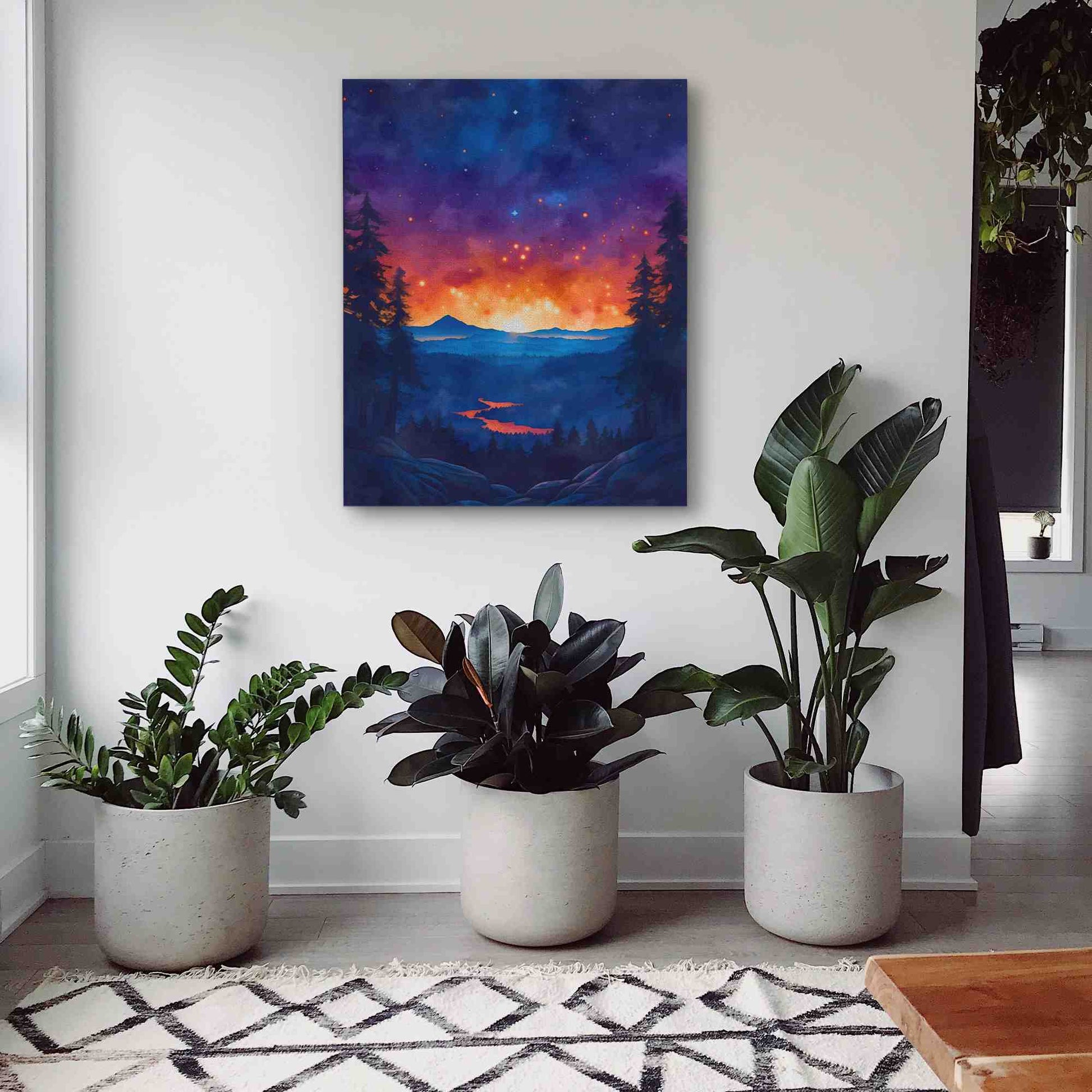 Mountain Summer Sunset - Orange Canvas Wall Art