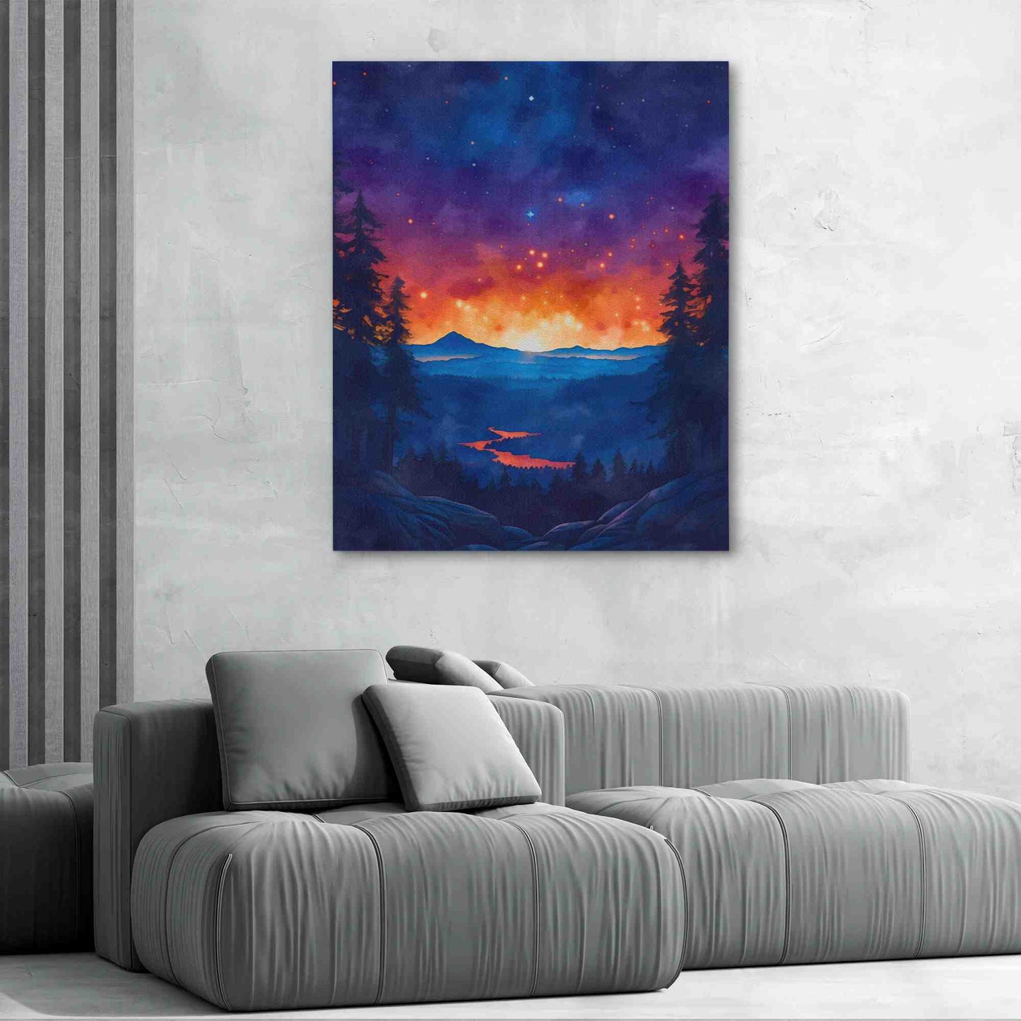 Mountain Summer Sunset - Nature Wall Art in Black Frame