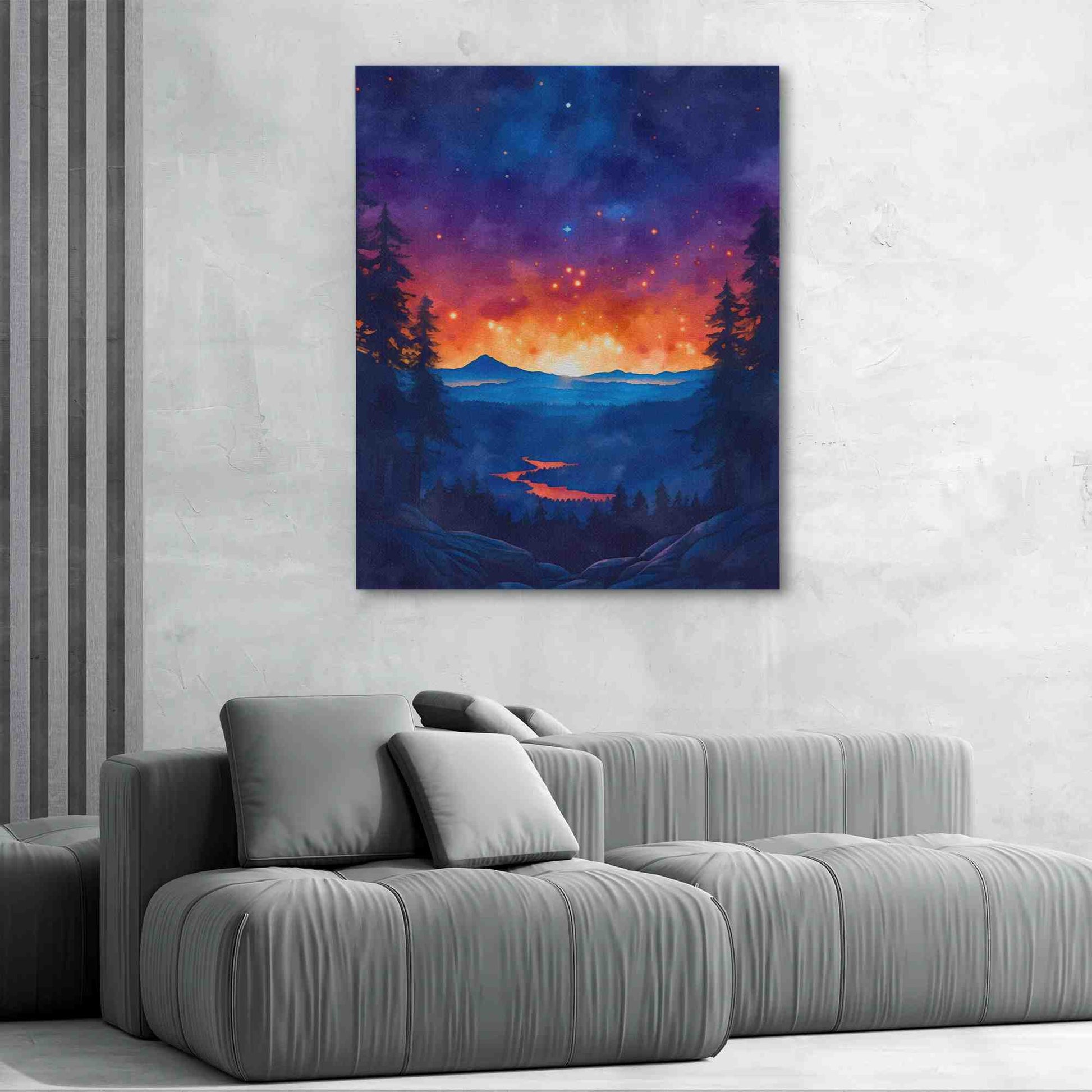 Mountain Summer Sunset - Nature Wall Art in Black Frame