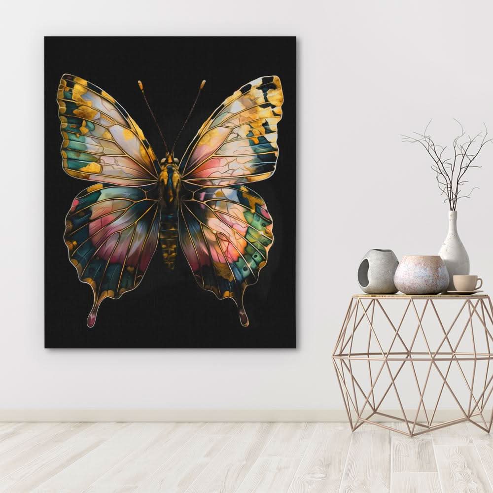 Multicolor Butterfly - Wall Art in Black Frame