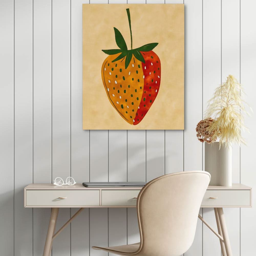 Multicolor Strawberry - Food Wall Art in Black Frame