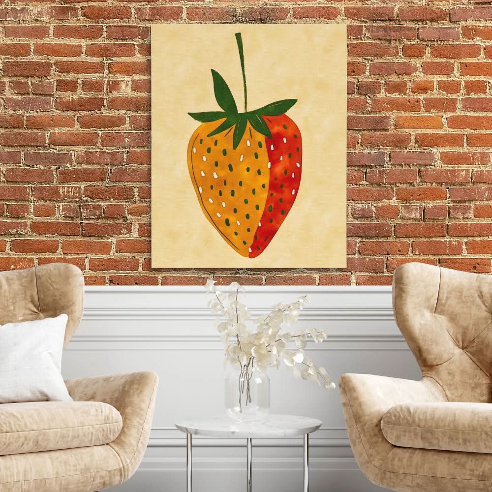 Multicolor Strawberry - Modern Wall Art in Black Frame