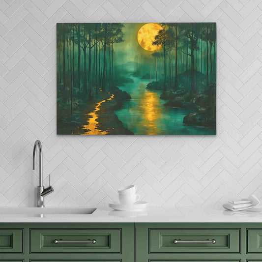 Mystic Moonlight - Wall Art in Black Frame