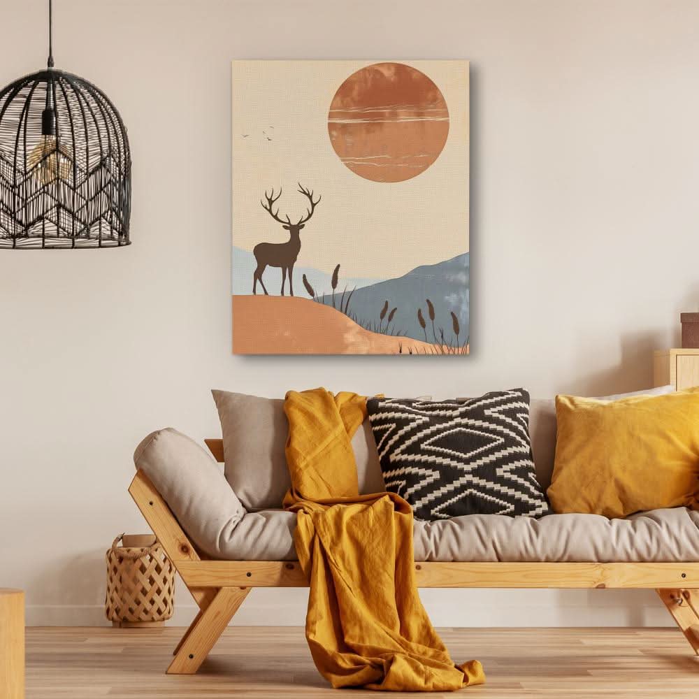 Mystic Oasis - Minimalist Wall Art in Black Frame