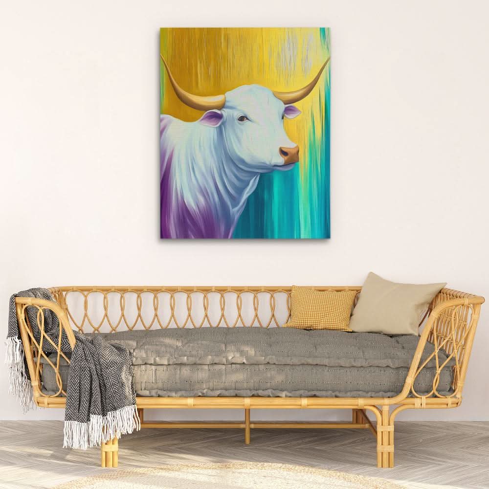 Mystical Horns of Light - Man Cave Wall Art in Black Frame