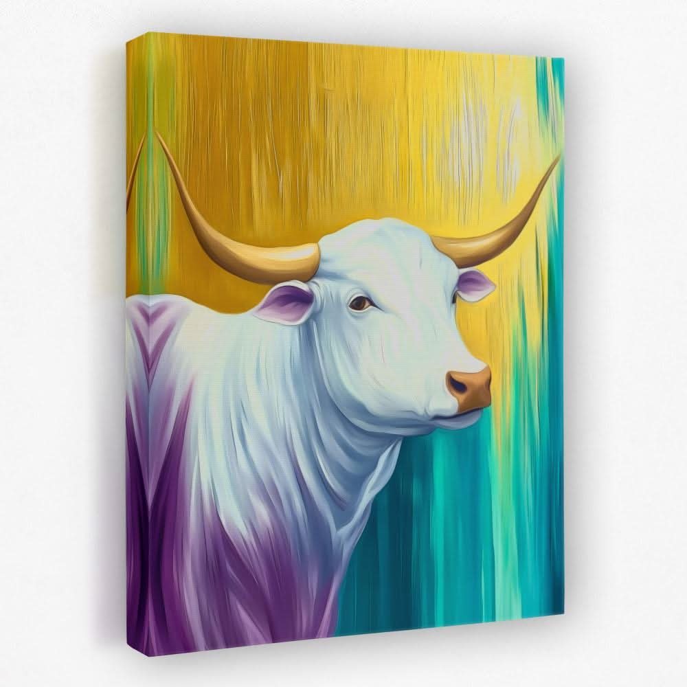 Mystical Horns of Light - Bull Canvas Wall Art