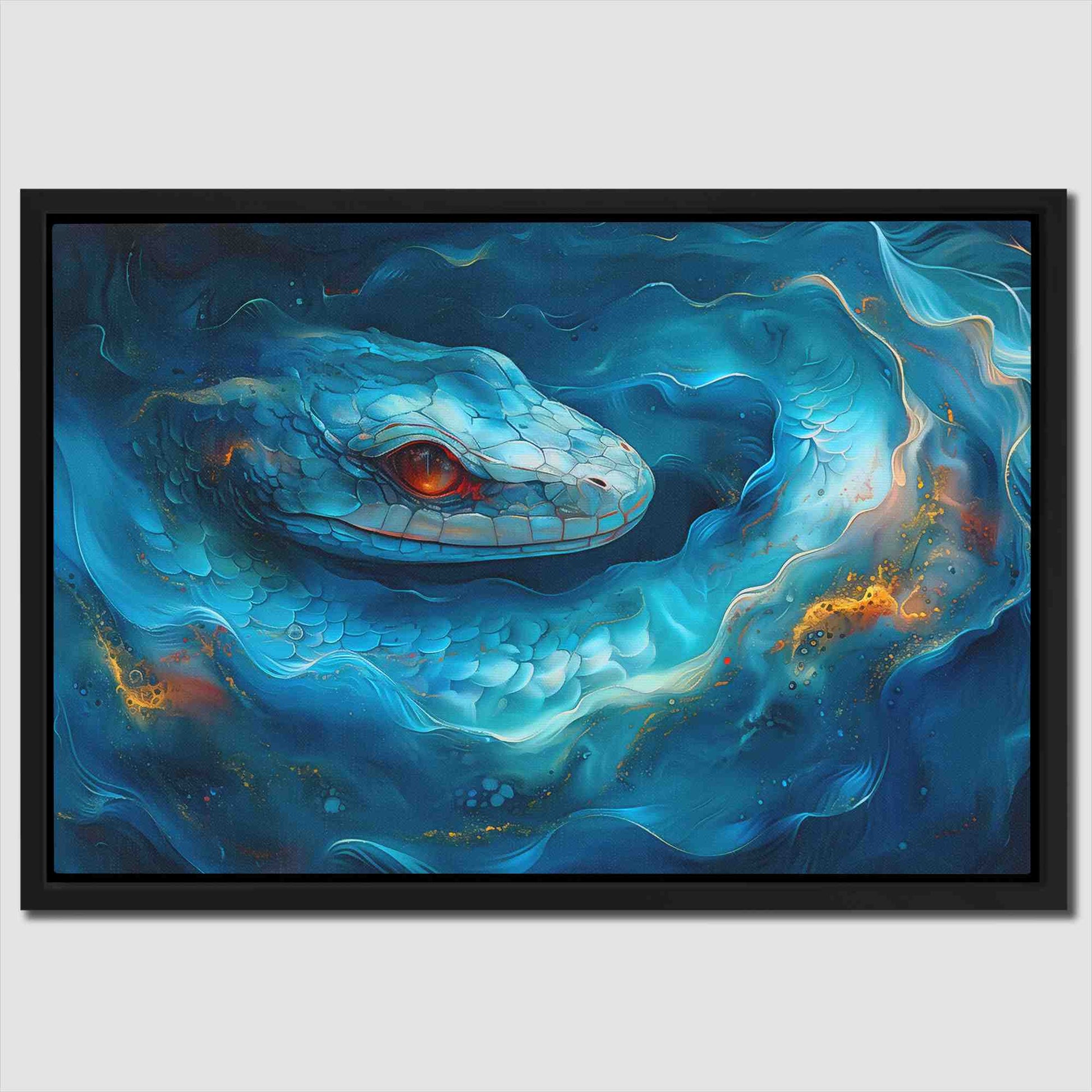 Mystical Snake - Snake Wall Art in Black Frame