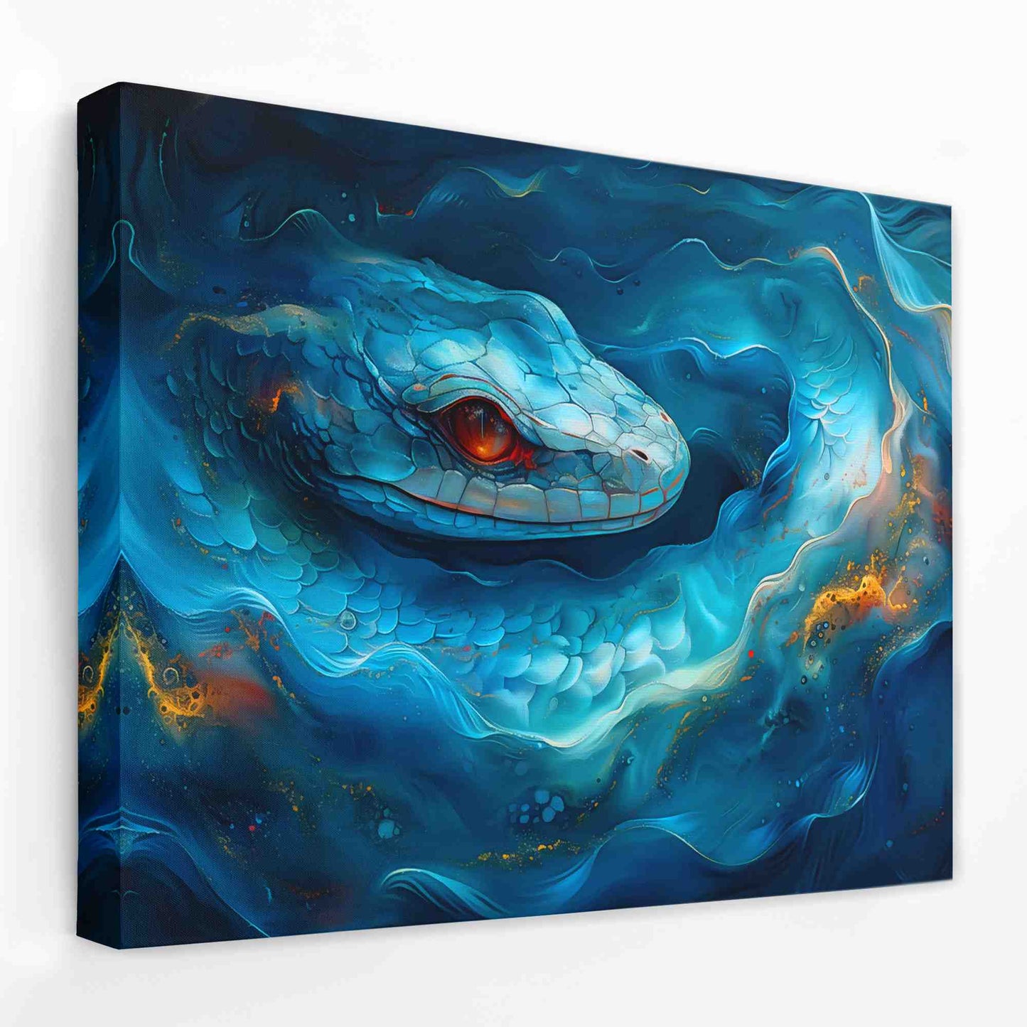 Mystical Snake - Blue Snake Canvas Print