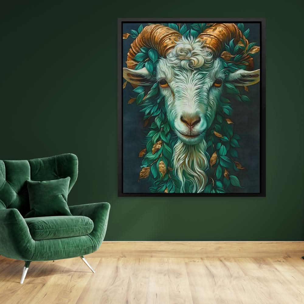 Mythical Green Goat - Animals Art for Creative Office