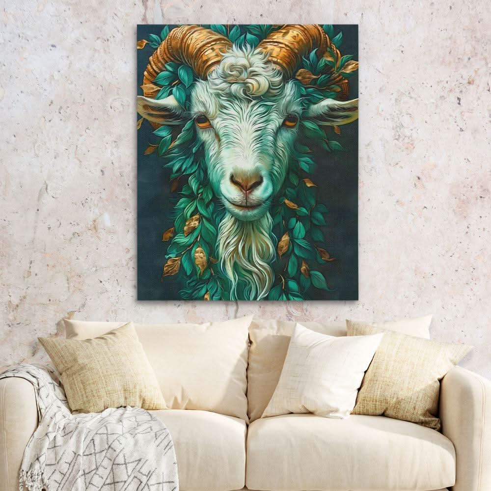 Mythical Green Goat - Green Wall Art for Home Office
