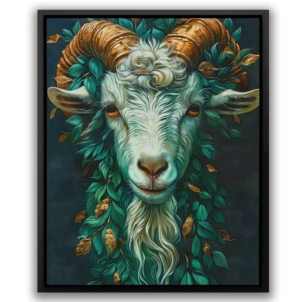 Mythical Green Goat - Green Dark Academia Canvas Print