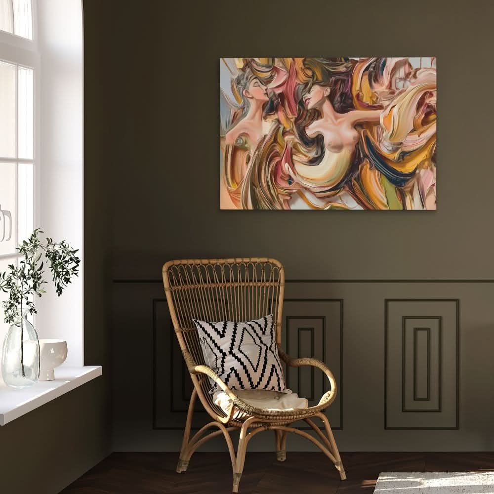 Naked Brush Strokes - Abstract Earth Tones Canvas Wall Art