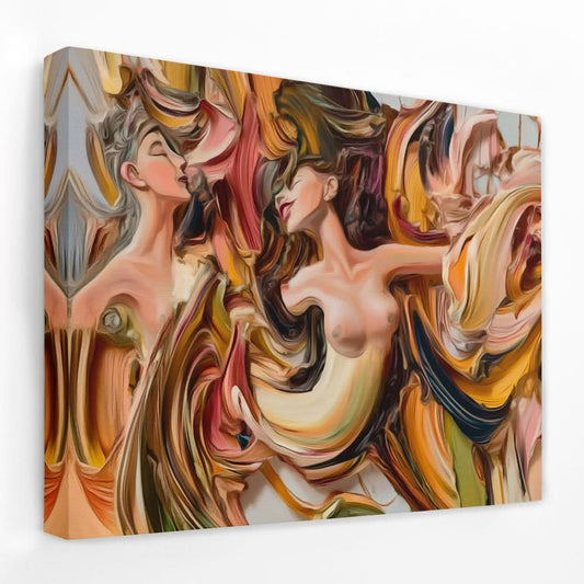 Naked Brush Strokes - Female Canvas Wall Art