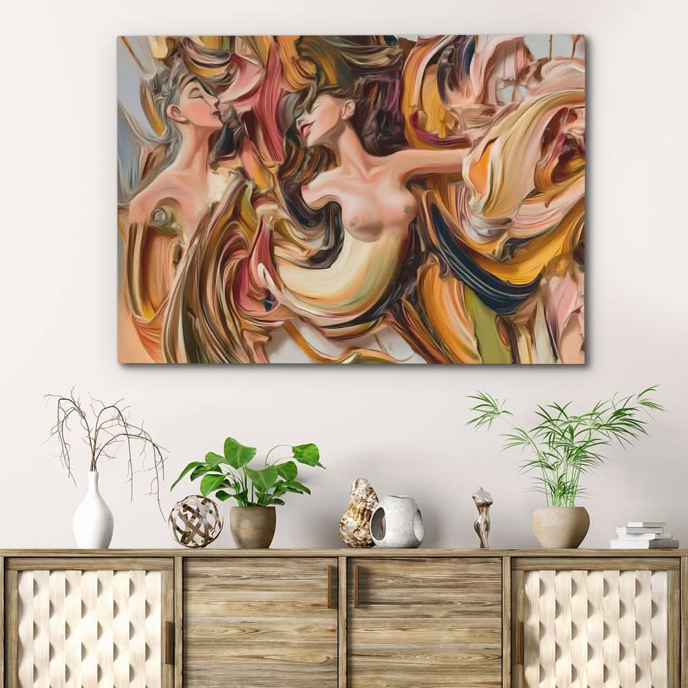 Naked Brush Strokes - Abstract Wall Art in Black Frame