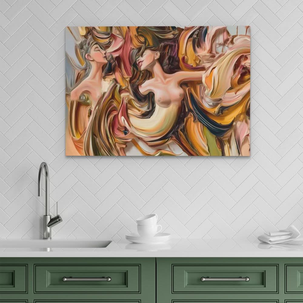 Naked Brush Strokes - Large Abstract Canvas Print