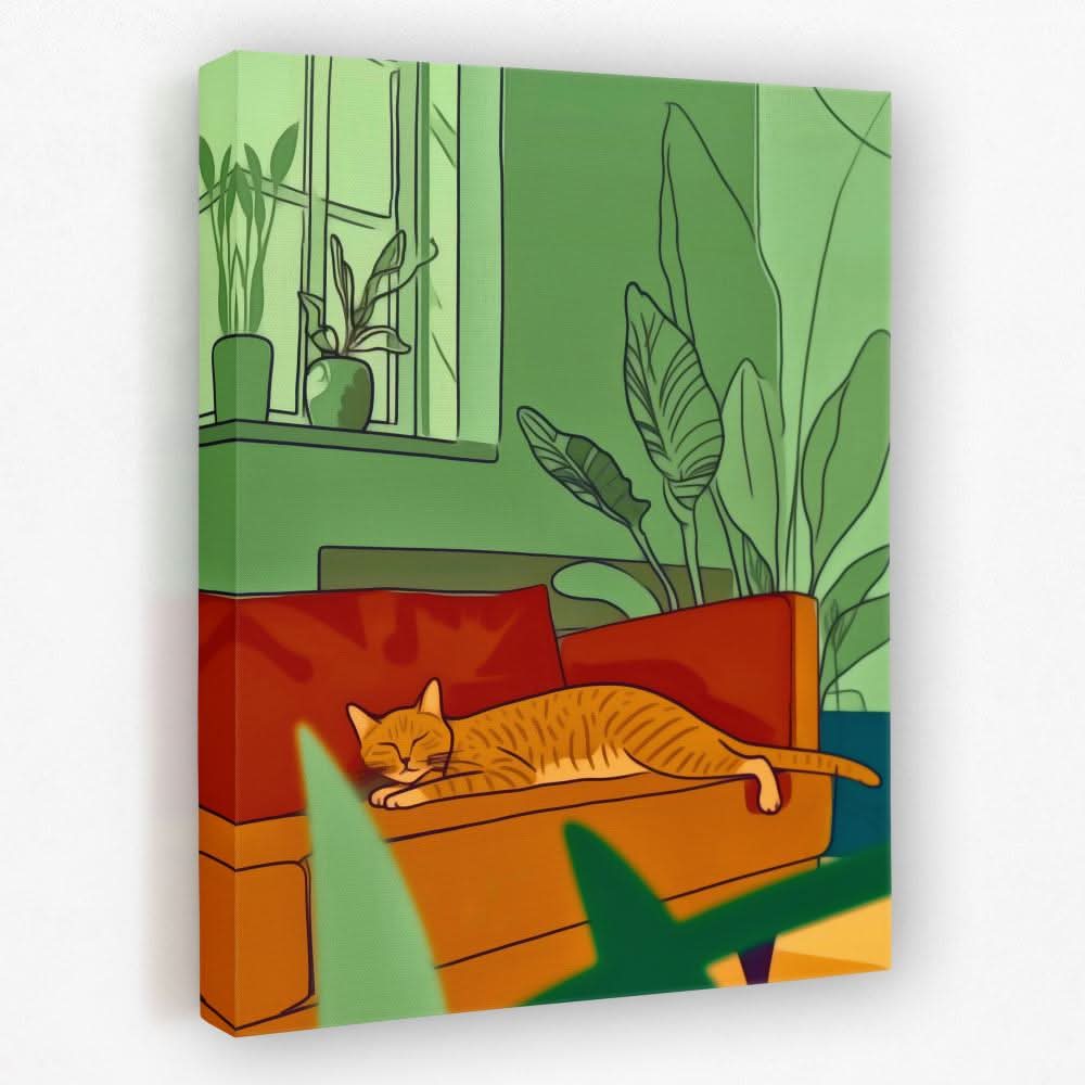 Napping Cat - Animals Canvas Wall Art