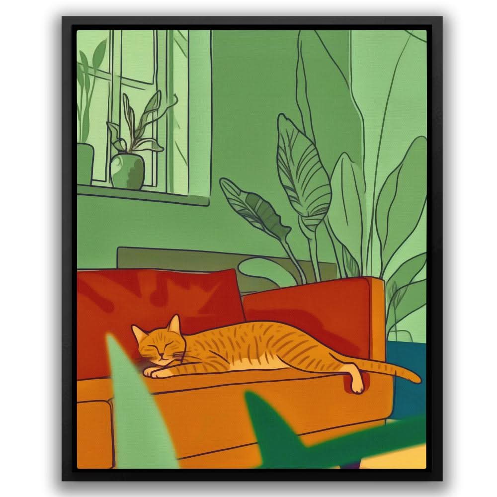 Napping Cat - Large Canvas Print
