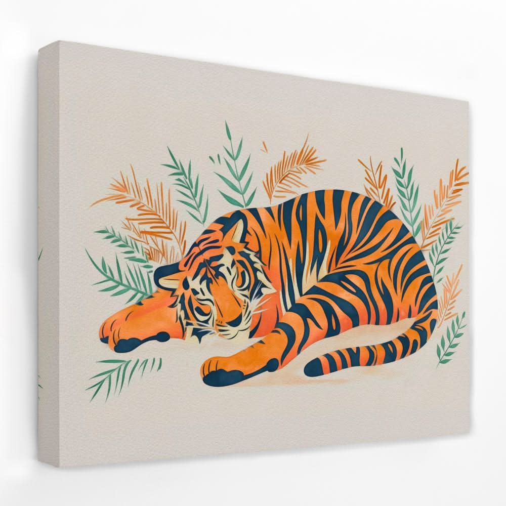 Napping Tiger - Animals Canvas Wall Art