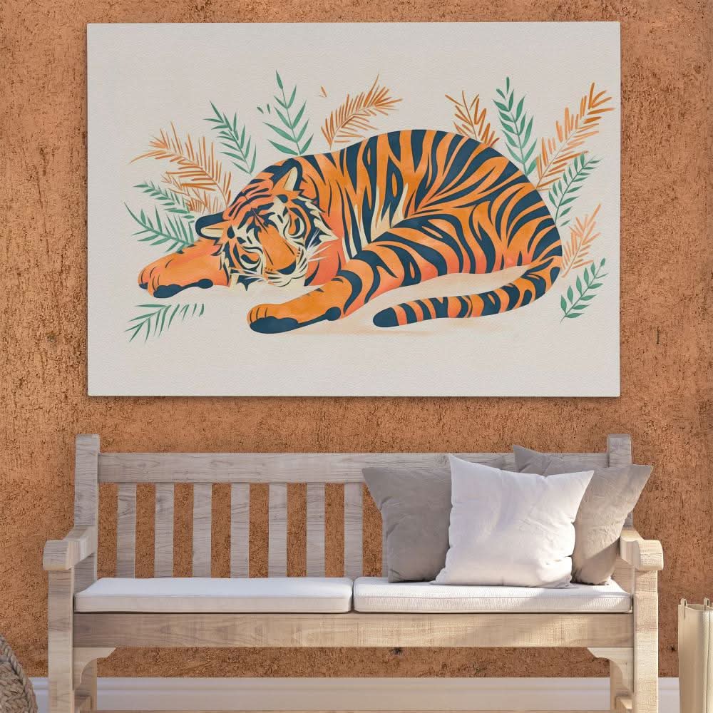 Napping Tiger - Orange Jungle Canvas Print