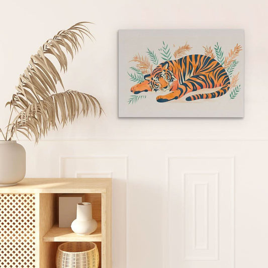 Napping Tiger - Wall Art in Black Frame