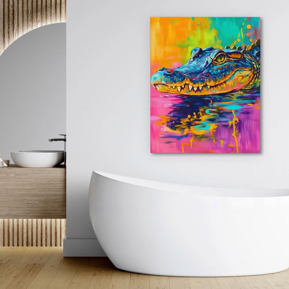 Neon Croc - Colorful Pop Culture Canvas Print