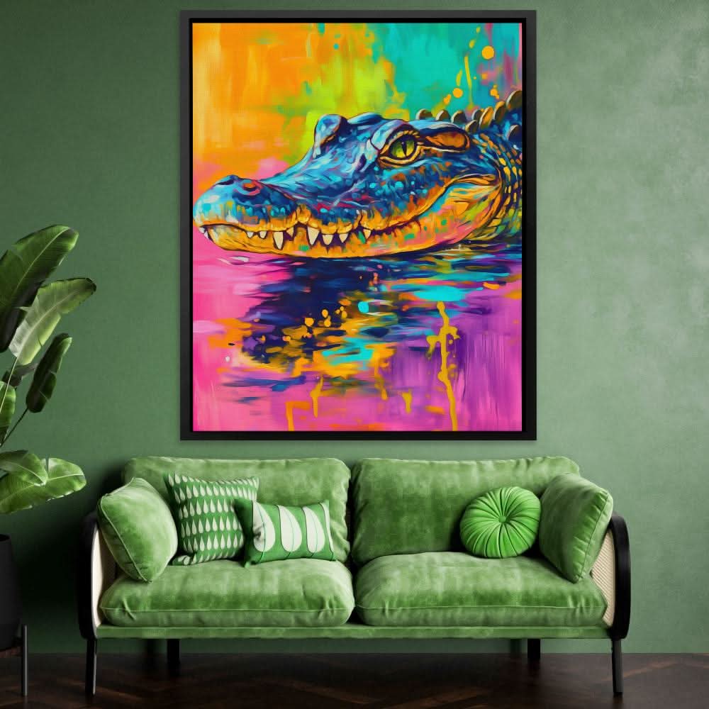 Neon Croc - Large Abstract Canvas Print