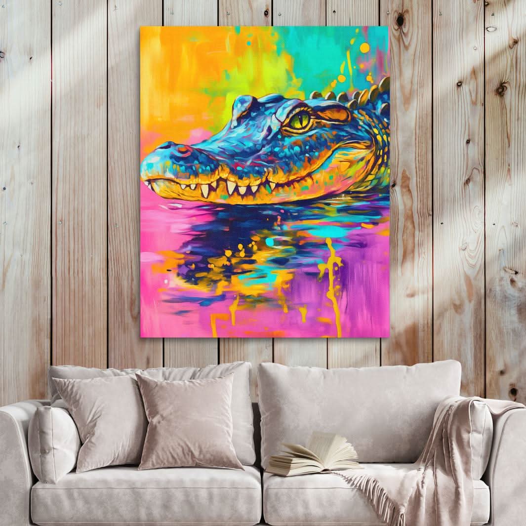 Neon Croc - Colorful Wall Art for Lounge