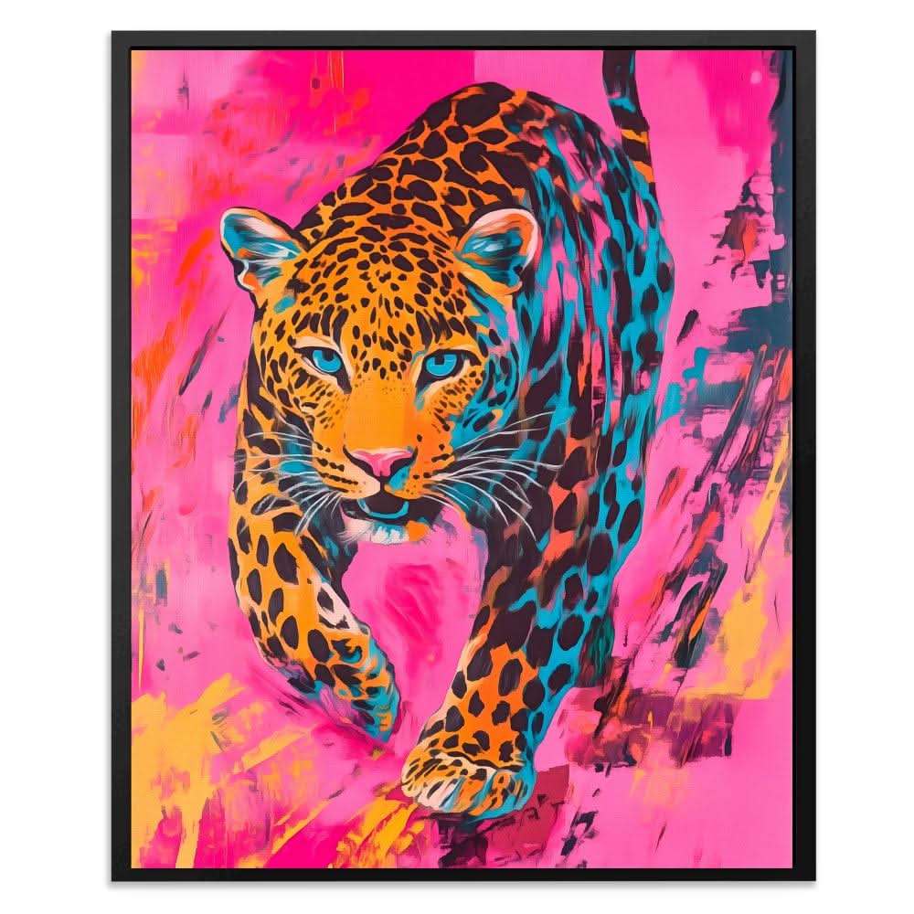 Neon Leopard Power - Big Cat Art