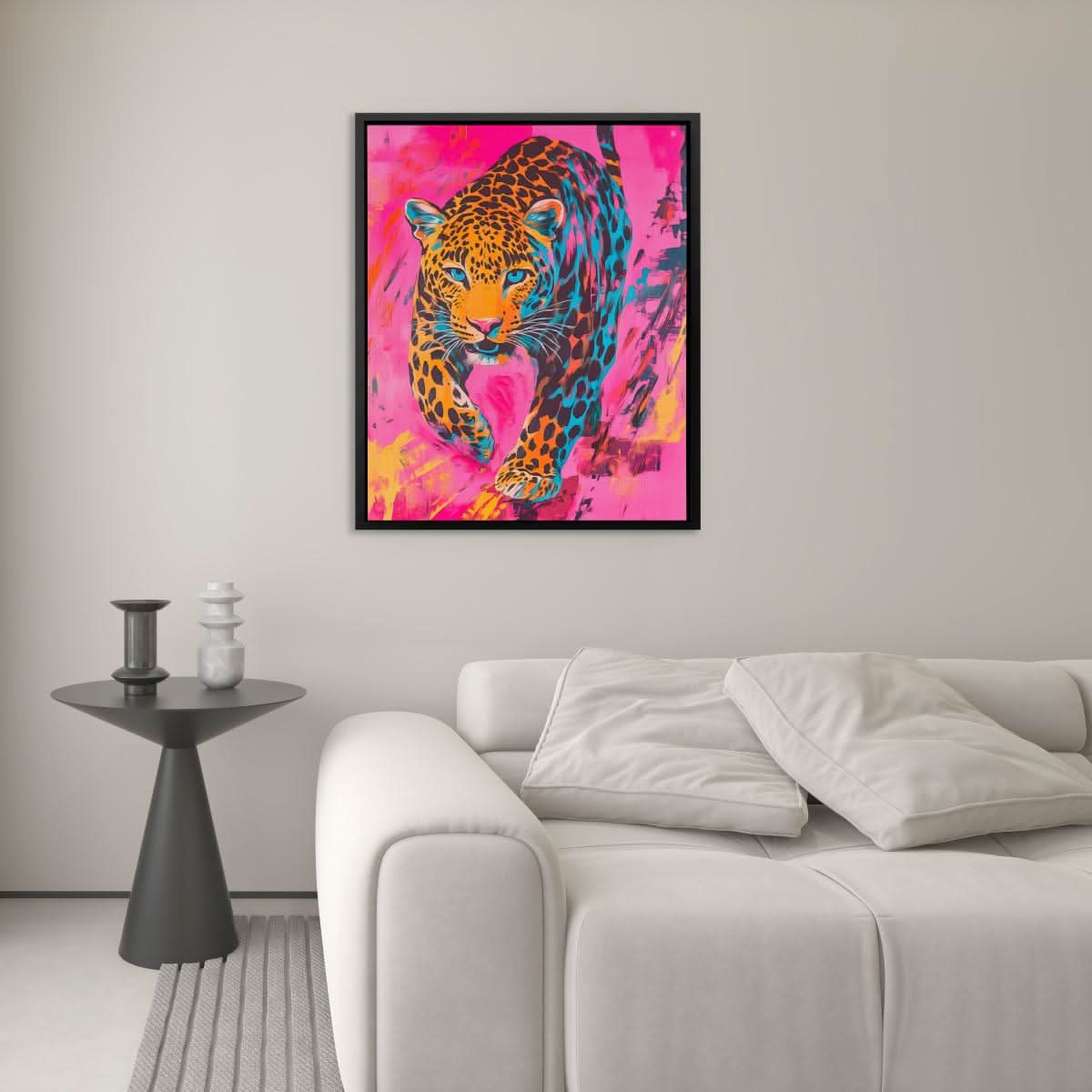 Neon Leopard Power - Large Abstract Canvas Print