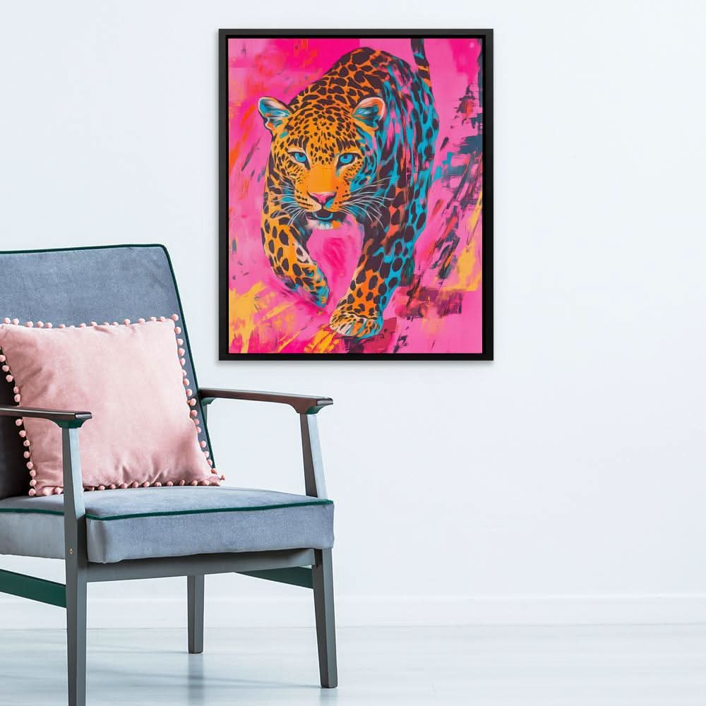 Neon Leopard Power - Colorful Wall Art