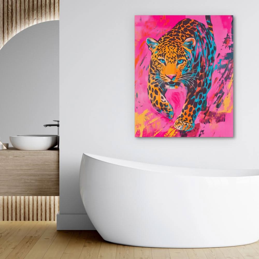 Neon Leopard Power - Colorful Fashion Canvas Print
