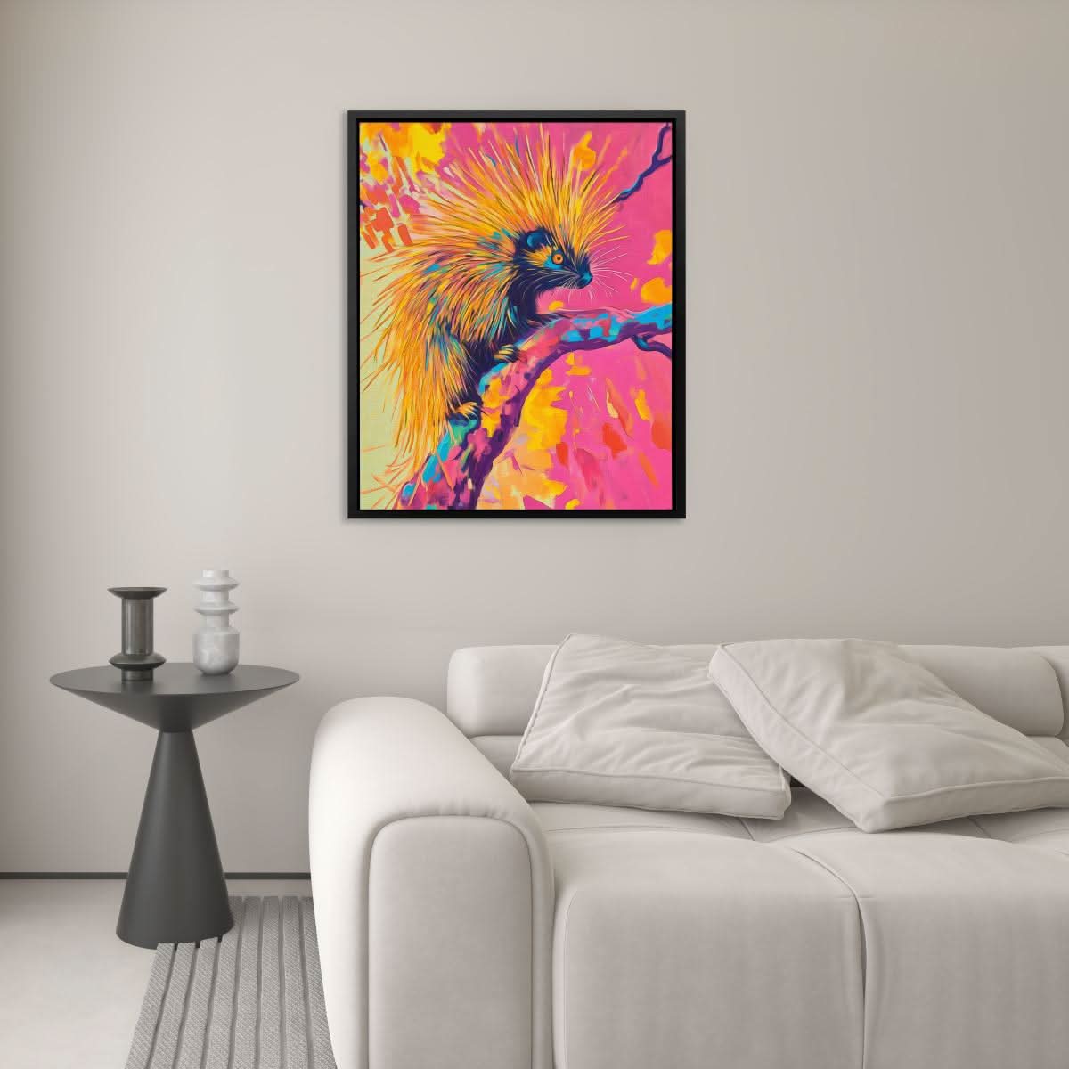 Neon Porcupine Glow - Animals Art for Lounge