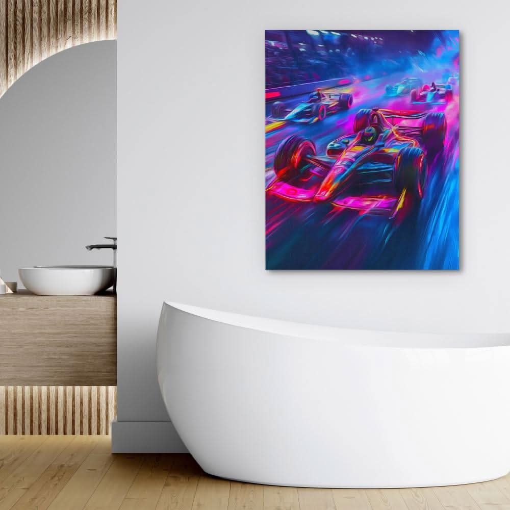 Neon Velocity - Vaporwave Wall Art in Black Frame