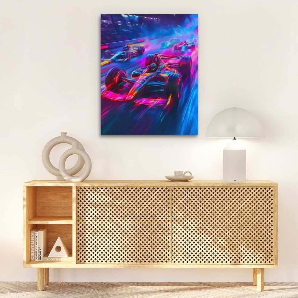 Neon Velocity - Vaporwave Colorful Canvas Wall Art