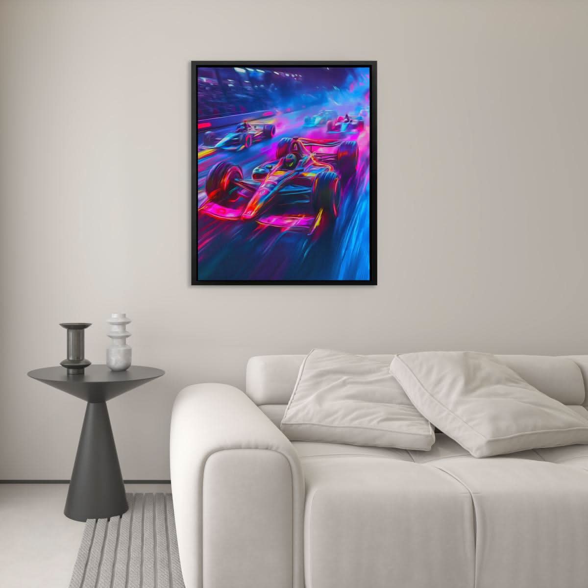 Neon Velocity - Travel Wall Art in Black Frame